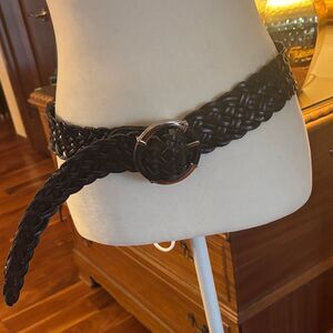 Talbots Black Braided Leather Belt - M
